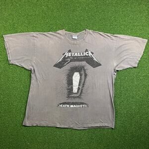 Vintage Y2K Metallica Faded Gray Death Magnetic Distresses Tour Graphic T Sz XXL